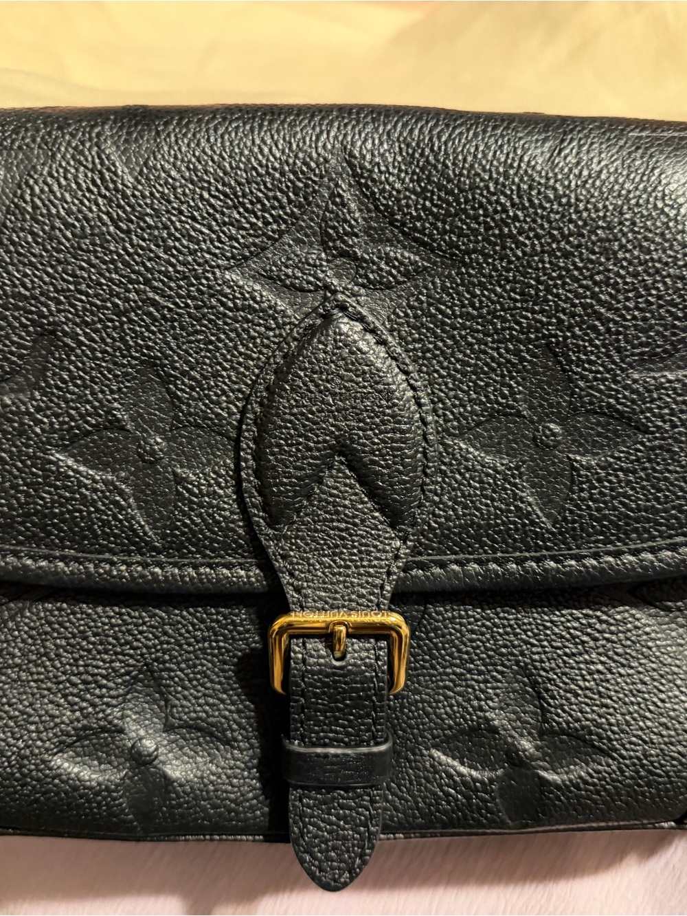 Louis Vuitton Black Embossed Monogram Crossbody with Gold Buckle Accent - Picture 6 of 9
